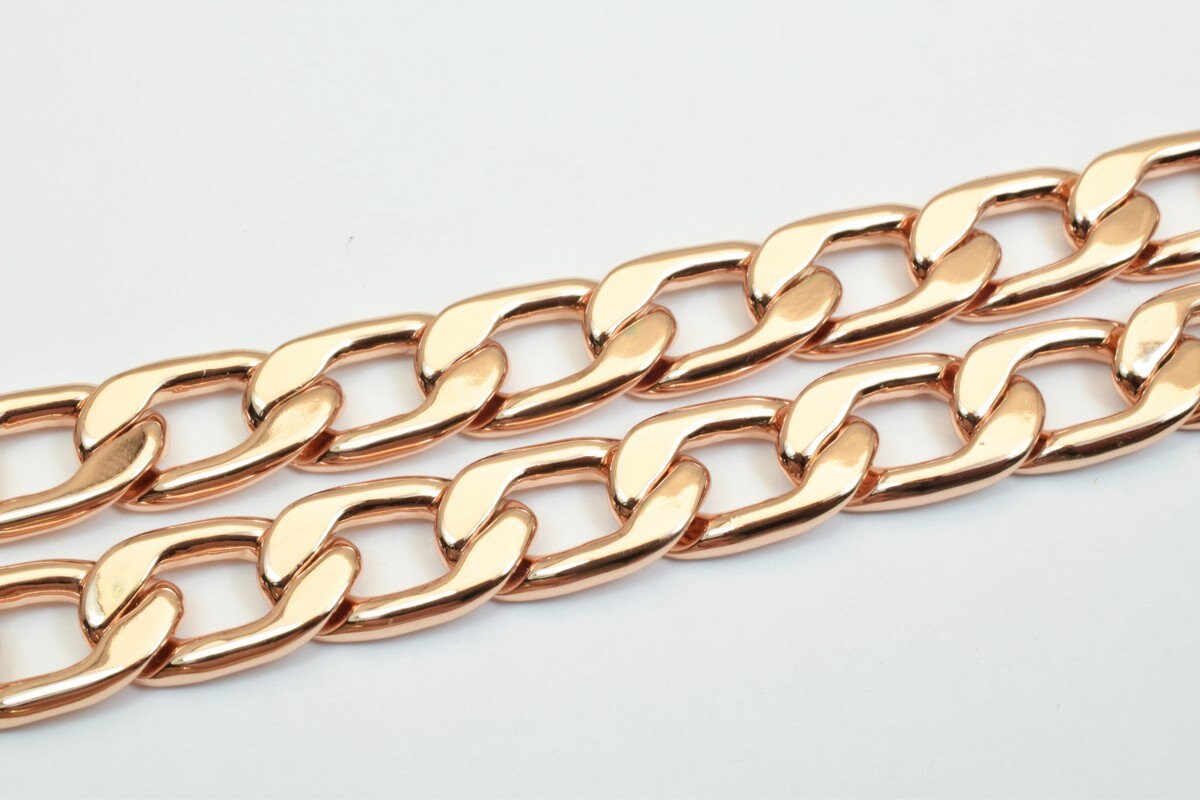 18K Rose gold filled EP tarnish resistant Chain 23.5" Inches Long 10mm Width 3mmThickness CG245