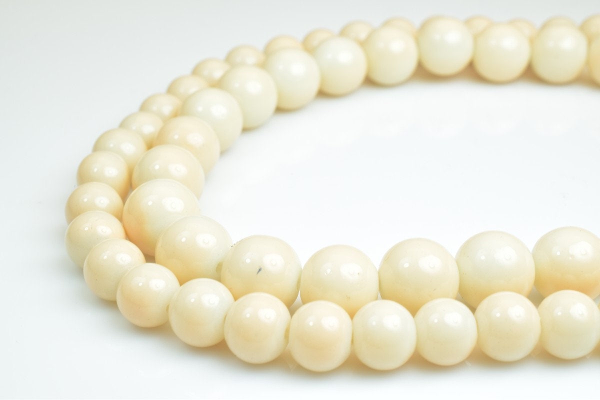 Milky Creamy Glass Beads Round 8mm/10mm Shine Round Beads For Jewelry Making Item#C