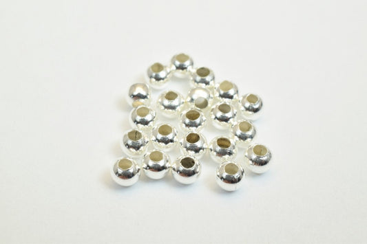 100 PCs Silver Plated Plain Round Beads 3mm Hole Size 1mm Item# 210001200082