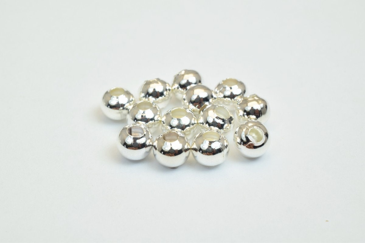100 PCs Silver Plated Plain Round Beads 5mm Hole Size 2mm Item# 210001400369