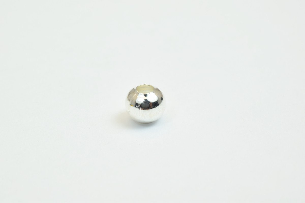 100 PCs Silver Plated Plain Round Beads 5mm Hole Size 2mm Item# 210001400369