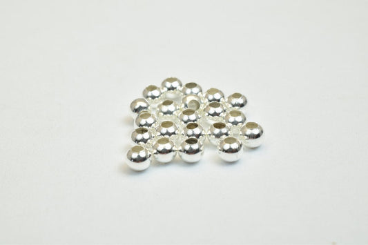 100 PCs Silver Plated Plain Round Beads 6mm Hole Size 3mm