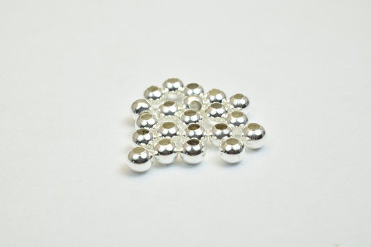 100 PCs Silver Plated Plain Round Beads 6mm Hole Size 3mm