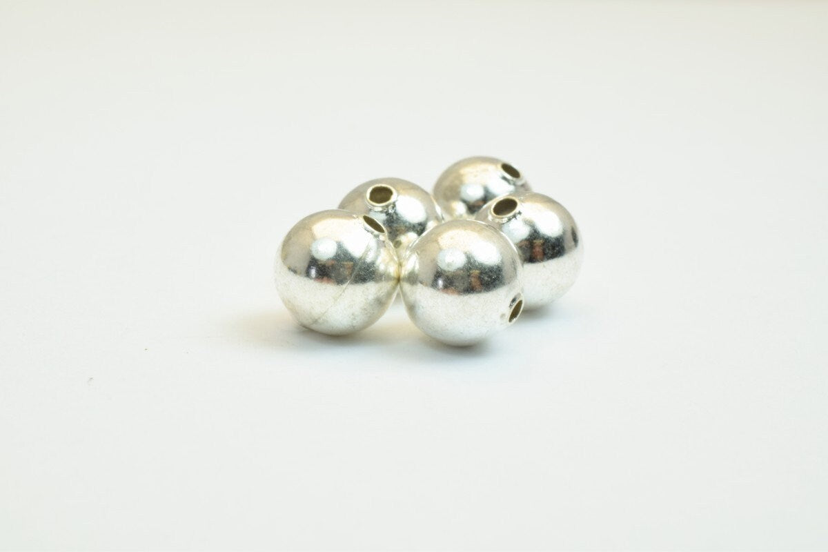 100 PCs Silver Plated Plain Round Beads 8mm/10mm Hole Size 1.5mm For Jewelry Making