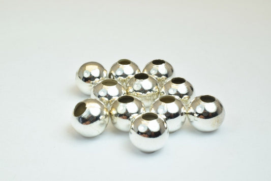 Silver Chrome Plated Plain Round Beads Size 5mm/10mm/12mm For Jewelry Making