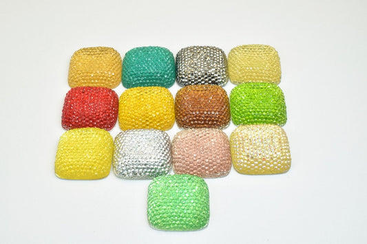 10 PCs Sparkly Acrylic Rhinestone Squares 25mm Resin Flat back Decoden Kawaii Cabochons Phone Case Embellishments Bling Bling for Invitation