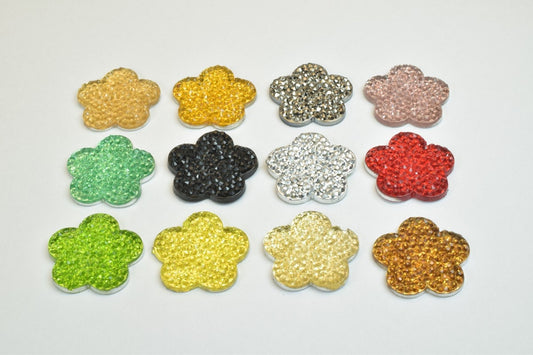 15 PCs Sparkly Acrylic Rhinestone Flower 21mm Resin Flatback Decoden Beads Kawaii Cabochons Phone Case Embellishments Bling Invitation