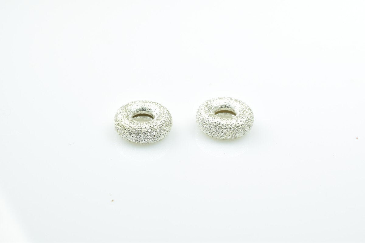 925 Sterling Silver Stardust Rondelle Donut Spacer Beads Size 7mm With a Big Hole Style Size 3mm For Jewelry Making Item# 7032