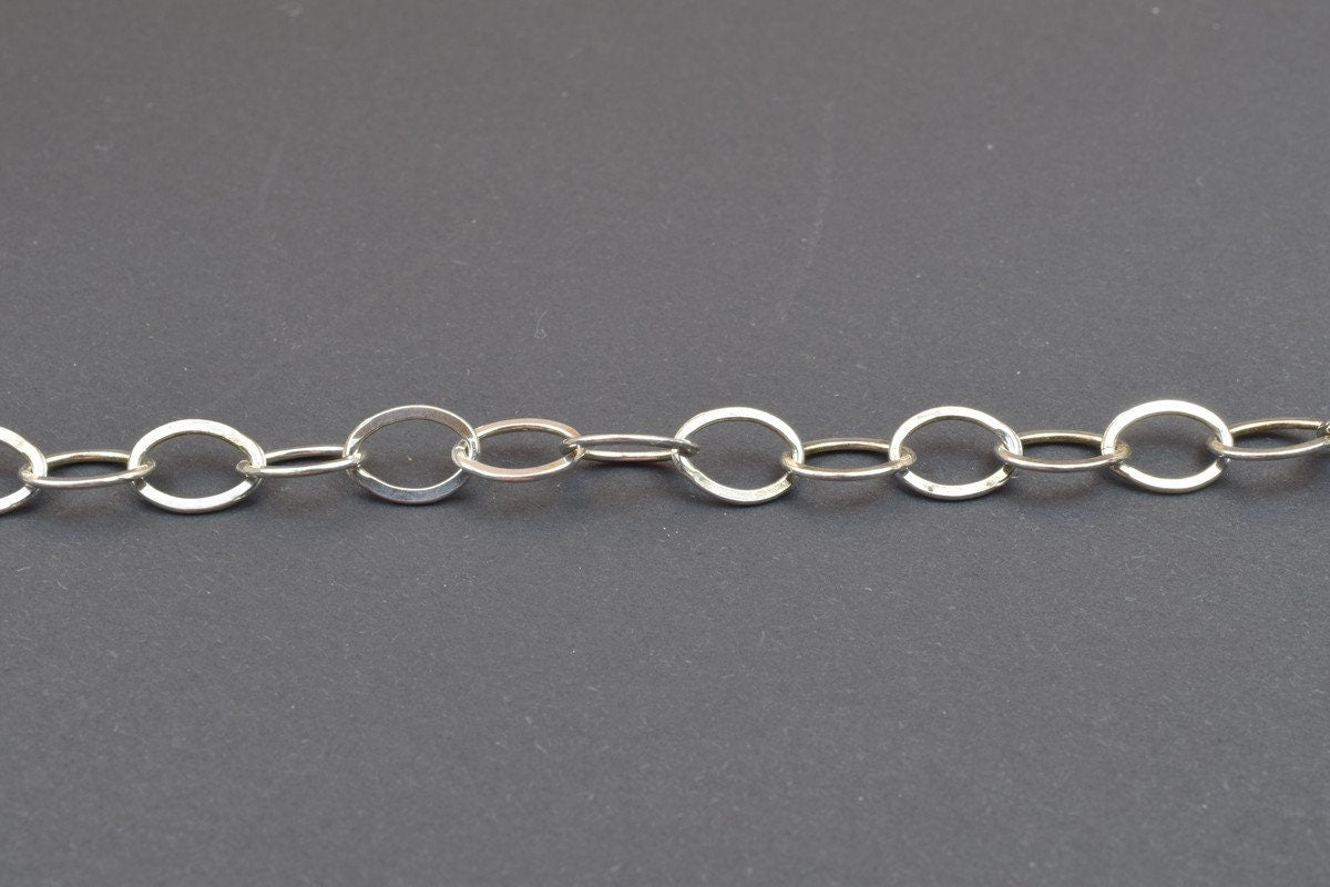 925 Sterling Silver Chain With Rhodium Filled On Top for Jewelry Making By Foot MADE IN ITALY Item# SSC019R