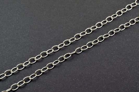 925 Sterling Silver Chain With Rhodium Filled On Top for Jewelry Making By Foot MADE IN ITALY Item# SSC016R
