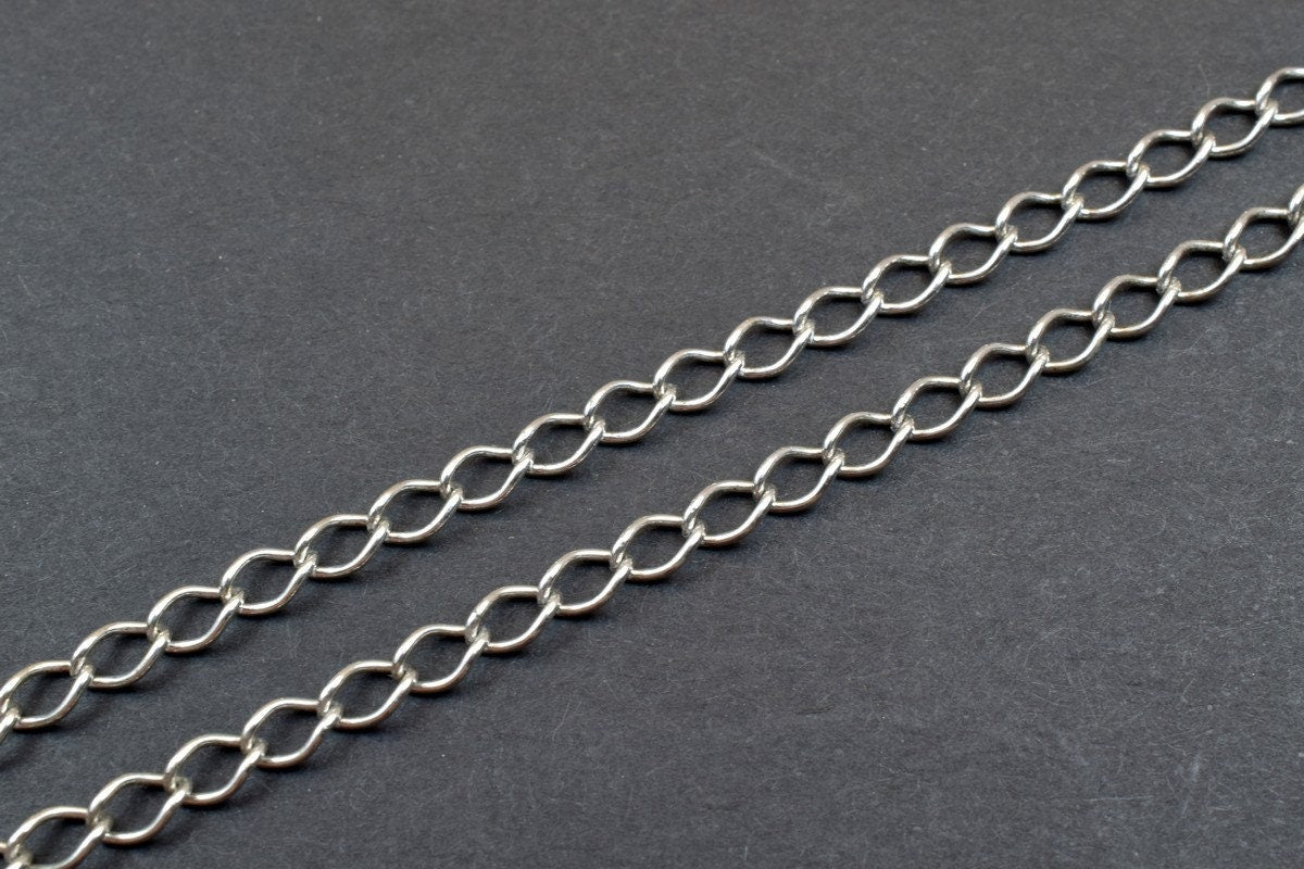 925 Sterling Silver Chain With Rhodium Filled Plated On Top for Jewelry Making By Foot Item# SSC031R