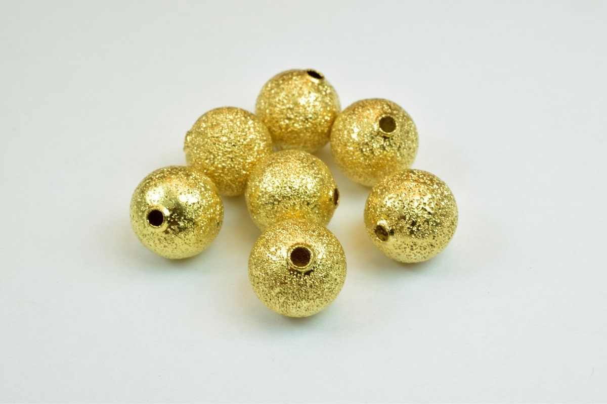 100 PCs Gold Plated Carved Round Beads 6mm/8mm/10mm Stardust Beads Diamond Cut
