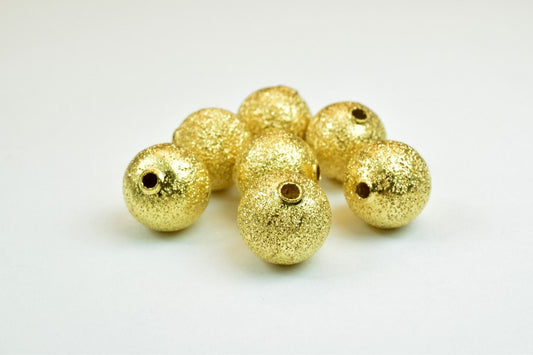 100 PCs Gold Plated Carved Round Beads 6mm/8mm/10mm Stardust Beads Diamond Cut