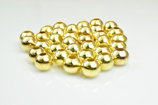 Plain Gold Plated Carved Round Beads 2mm/3mm/4mm/5mm/6mm/8mm/10mm/12mm Plain Ball Beads With Big Hole For Jewelry Making