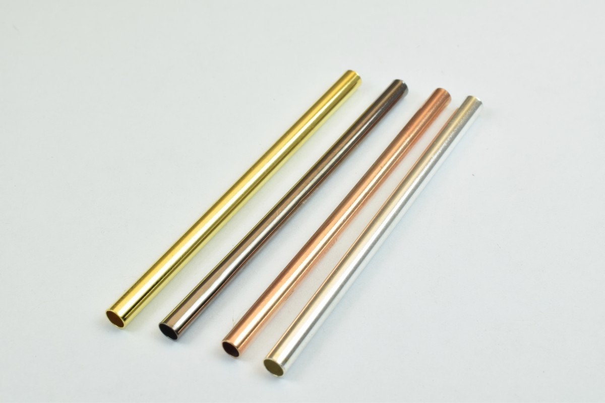12 PCs Straight Tube Jewelry Finding Beads 3x40mm/3x45mm/3x50mm Plain Tube Gold/Silver/Gun Metal/ RoseGold For Jewelry Making