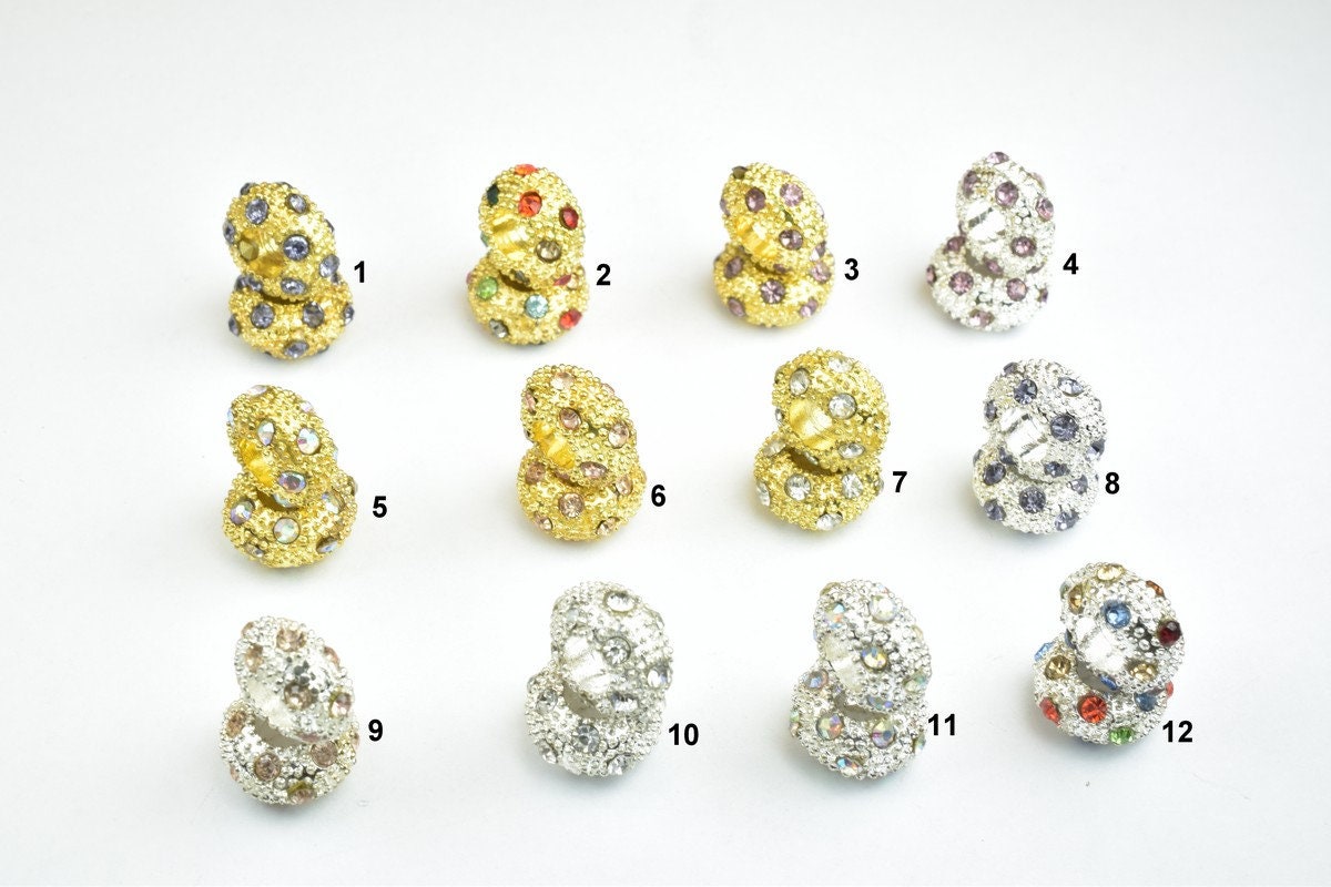 4 PCs Rhinestone Roundelle Dount Beads with Big Hole Silver Size 12x6mm Hole Size 5mm For European Style Bracelet Or Necklace For Jewelry