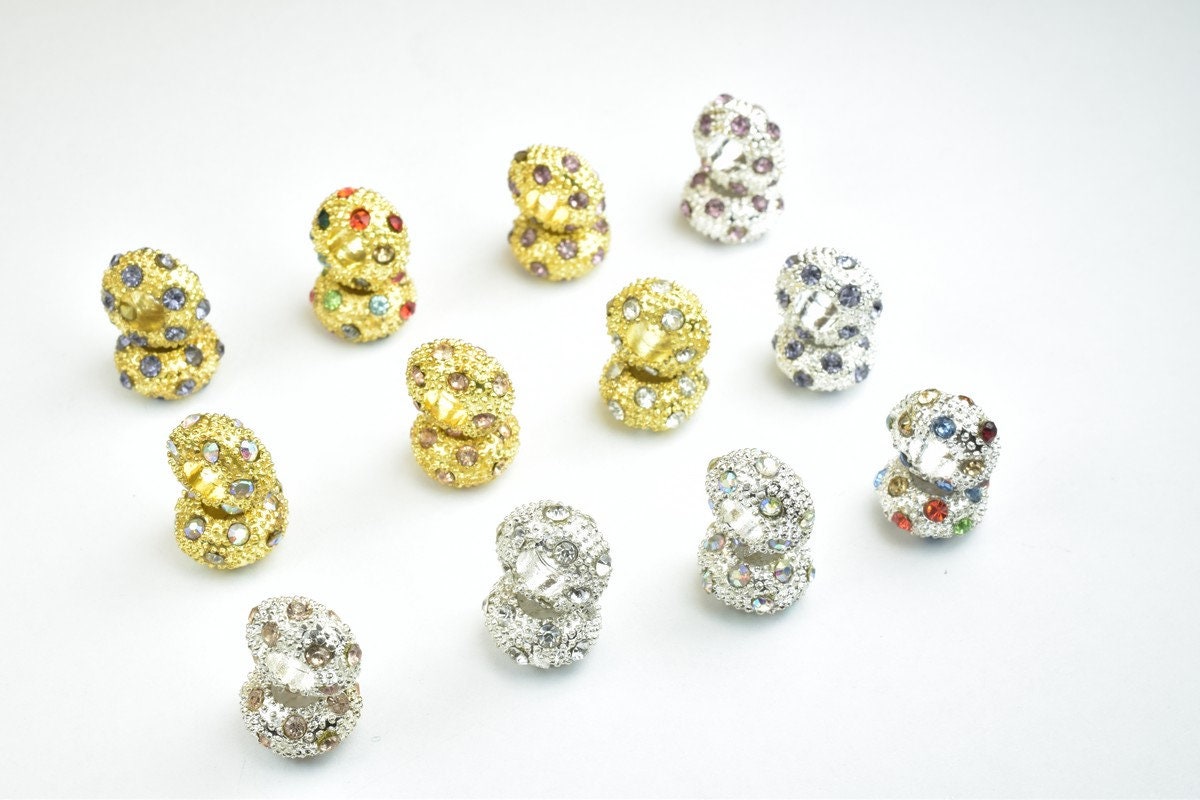 4 PCs Rhinestone Roundelle Dount Beads with Big Hole Silver Size 12x6mm Hole Size 5mm For European Style Bracelet Or Necklace For Jewelry