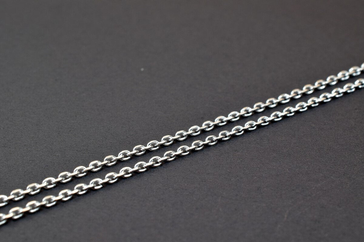 925 Sterling Silver Chain With Rhodium Filled Plated On Top for Jewelry Making By Foot Item# SSC037R