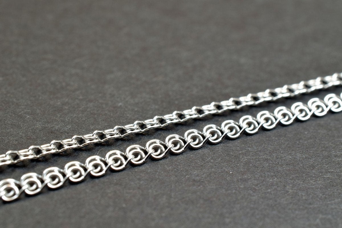 925 Sterling Silver Chain With Rhodium Filled Plated On Top for Jewelry Making By Foot Item# SSC043R
