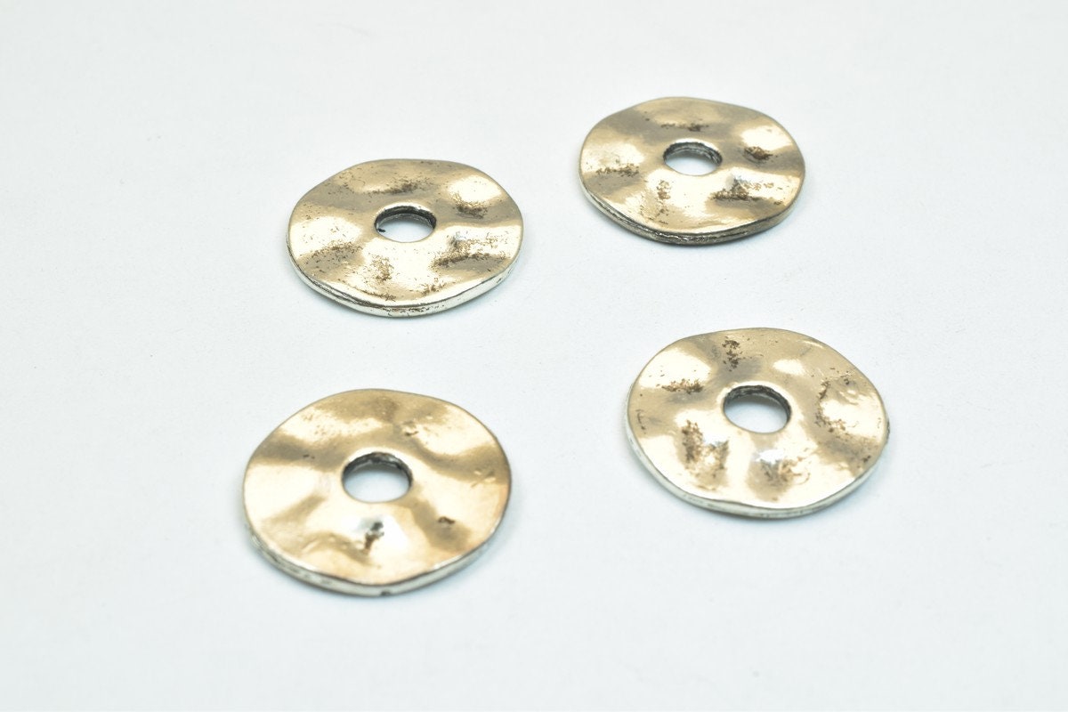 8 PCs Bronze/Silver Spacer Rondelle Alloy Metal Roundel Plain Spacer 16mm Hole Size 4mm Beads For Jewelry Making Craft Supplies Beads