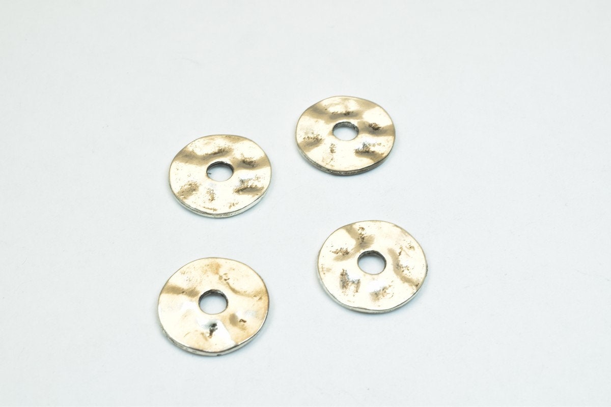 8 PCs Bronze/Silver Spacer Rondelle Alloy Metal Roundel Plain Spacer 16mm Hole Size 4mm Beads For Jewelry Making Craft Supplies Beads