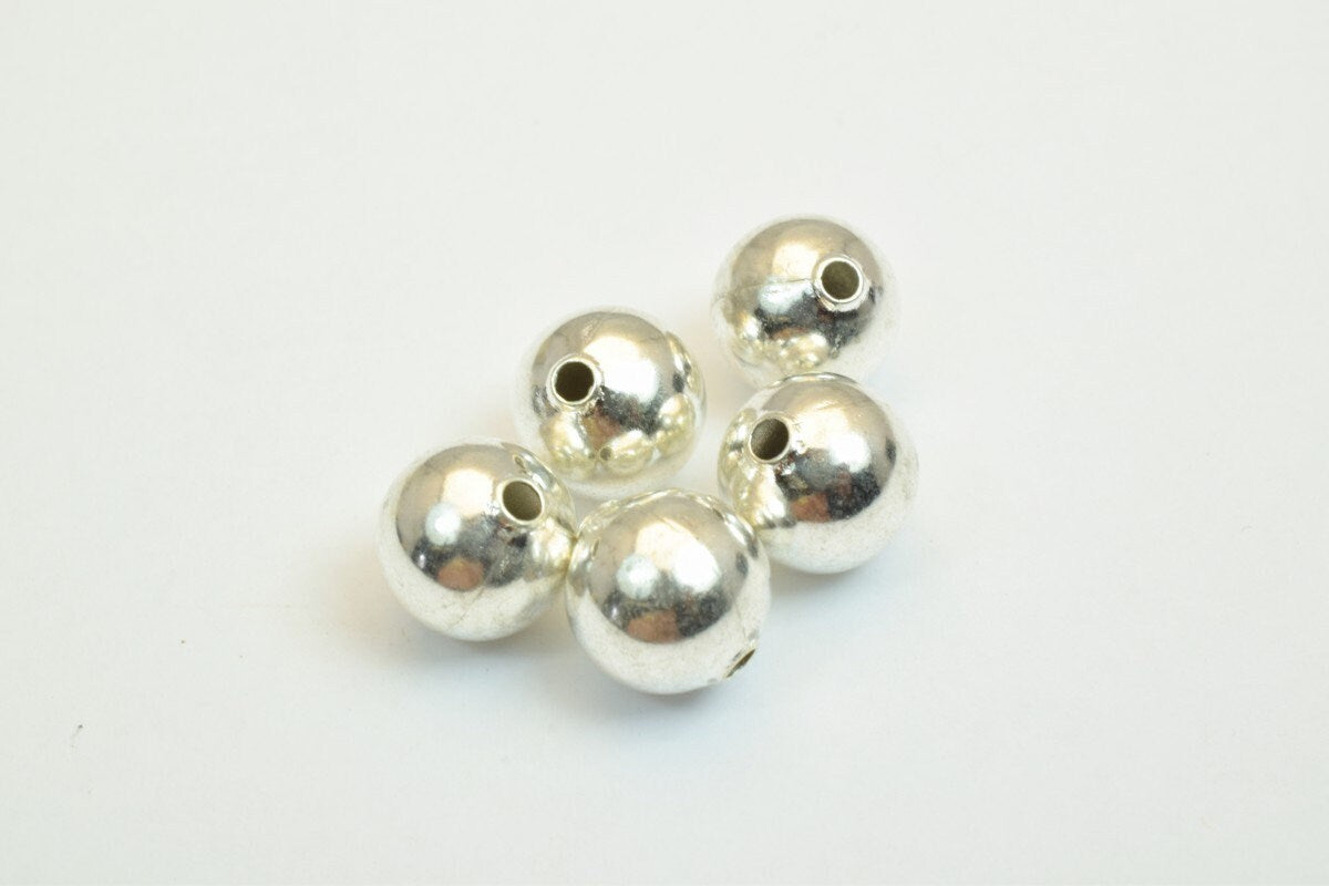 100 PCs Silver Plated Plain Round Beads 8mm/10mm Hole Size 1.5mm For Jewelry Making