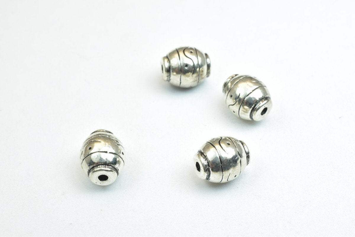 8 PCs Barrel Oval Spacer Beads Antique Silver/Gold/Antique Green Size 9x8mm Base Metal Alloy Spacer Hole Size 1mm For Jewelry Making