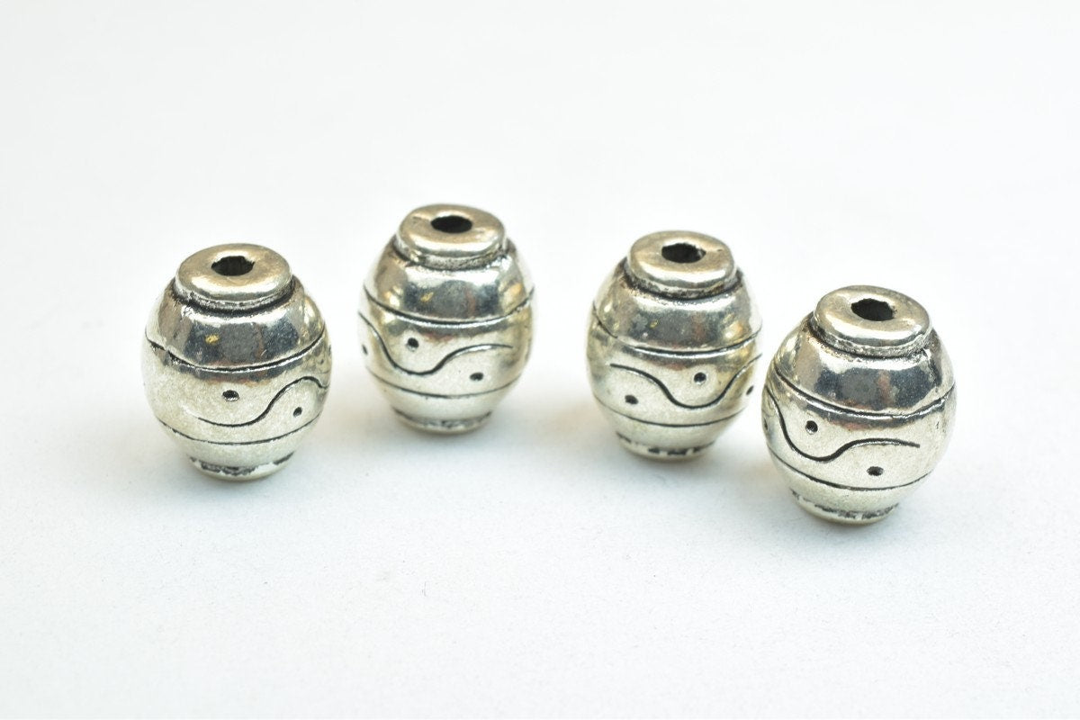 8 PCs Barrel Oval Spacer Beads Antique Silver/Gold/Antique Green Size 9x8mm Base Metal Alloy Spacer Hole Size 1mm For Jewelry Making