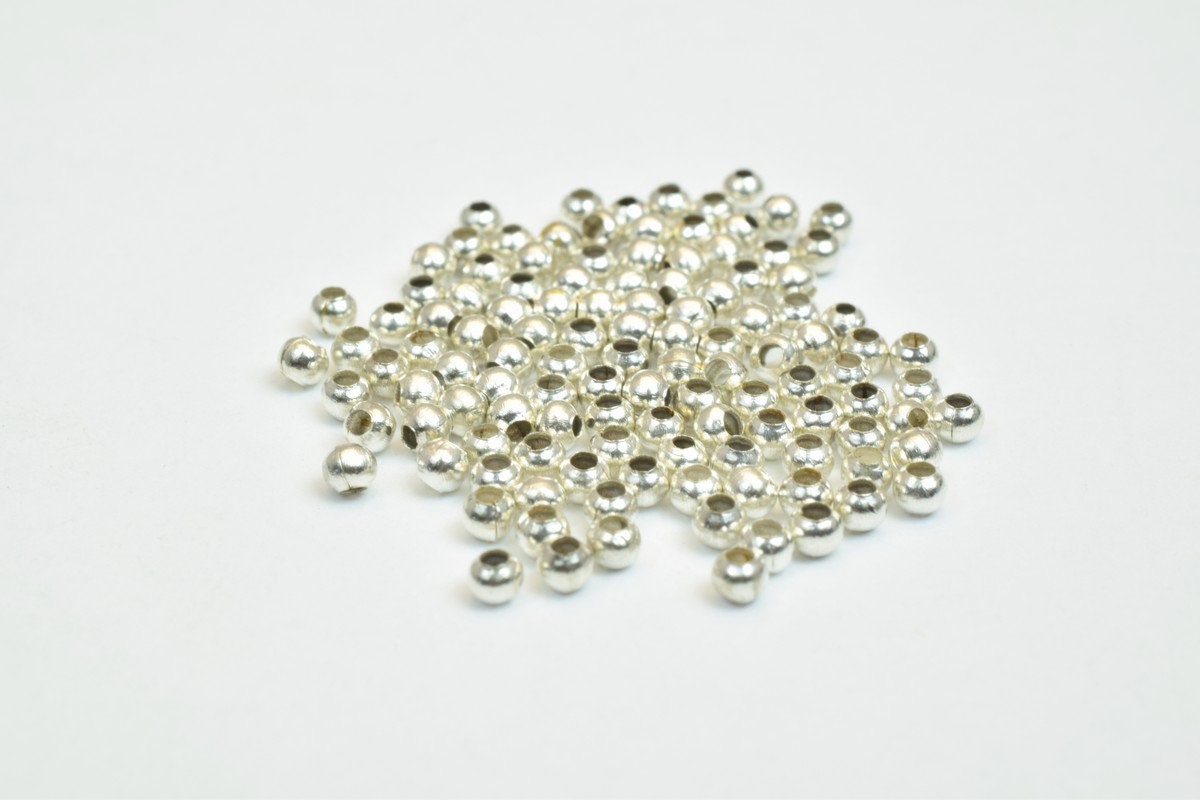 600 PCs Silver Plated or Nickel Plated Plain Round Beads 2mm Hole Size 0.8mm to 1mm For Jewelry Making