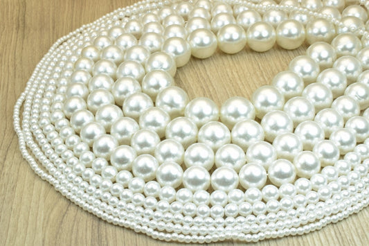 White Ivory Acrylic Plastic Pearl 4mm/5mm/6mm/8mm/10mm/16mm/18mm/20mm Round Loose Spacer Beads Sell for Decoration/Wedding/Jewelry Making#B