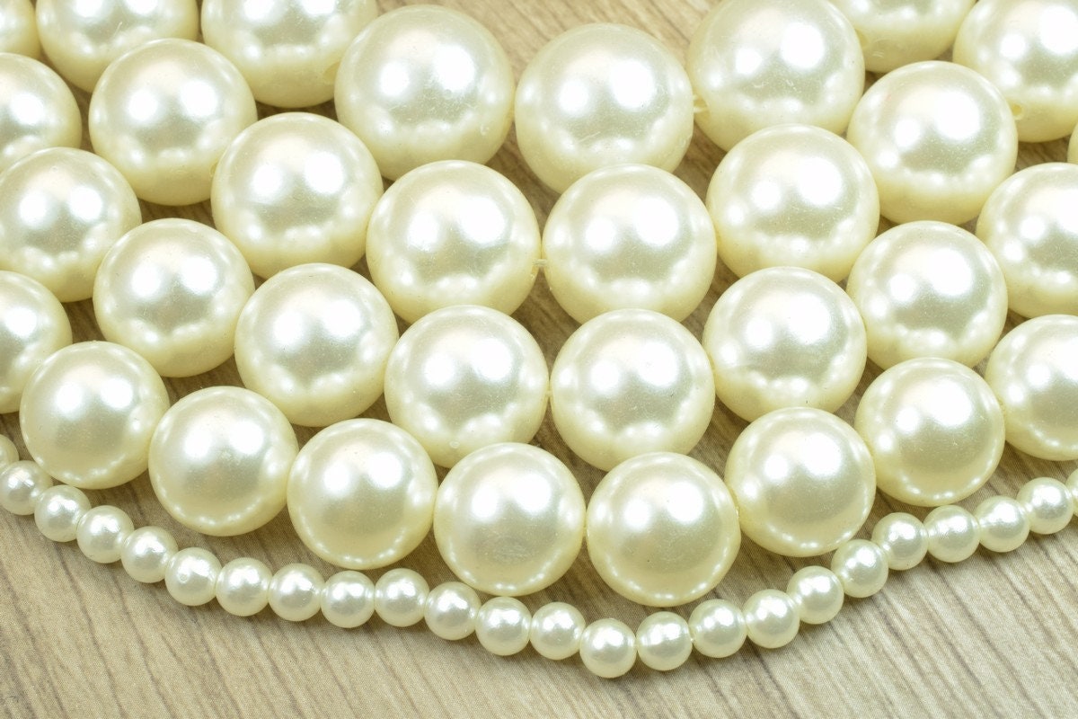 Creamy Acrylic Plastic Pearl 6mm/16mm/18mm/20mm/22mm Round Loose Spacer Beads Sell for Decoration/Wedding/Jewelry Making#C