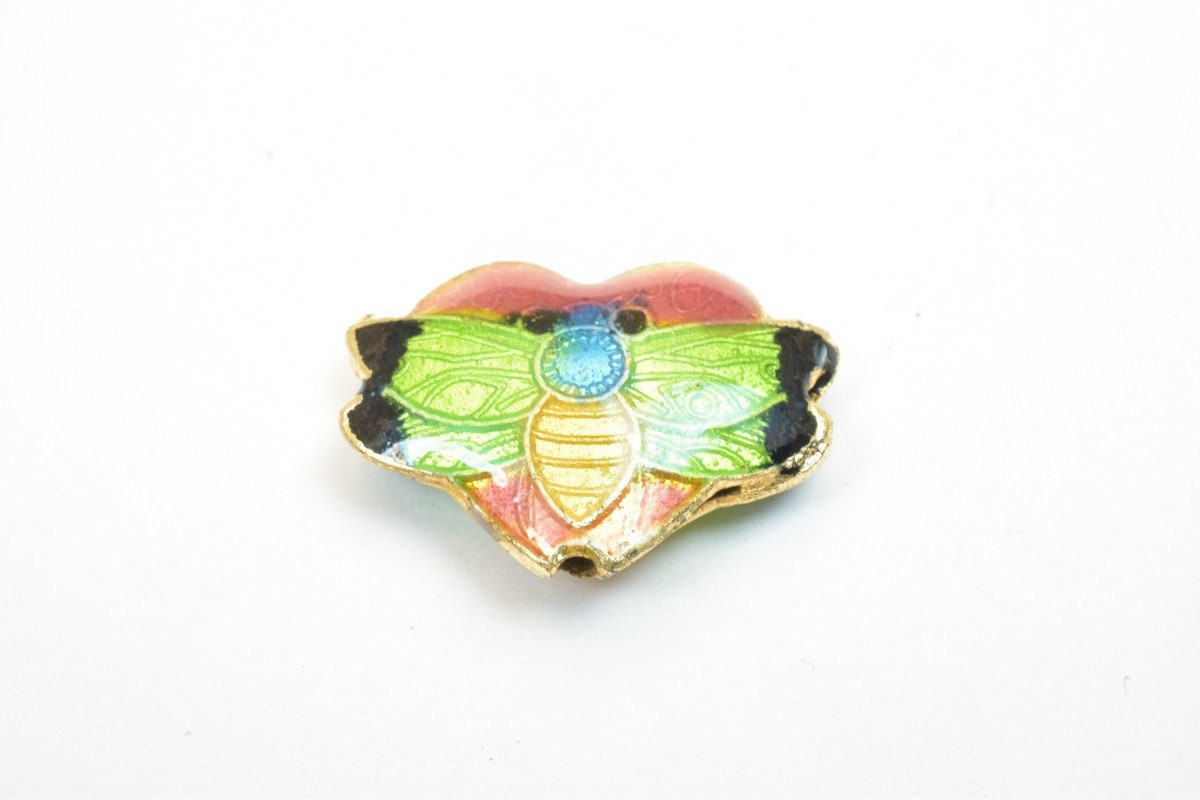 3 PCs ButterFly Heart Cloisonne Pendant Beads Size 15x20mm Thickness 5mm Hole Size 1mm Enamel Design Charm For Jewelry Making