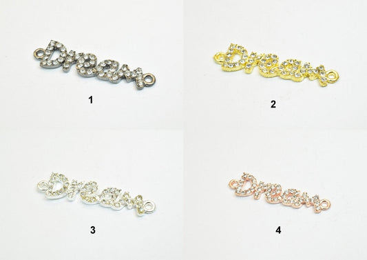4 PCs Dream Rhinestone Connector Charm Pave Beads Findings Size 40x9mm Thickness 3mm 2 Jump Rings 1mm For Jewelry Making
