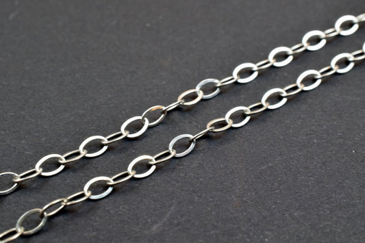 925 Sterling Silver Chain With Rhodium Filled Plated On Top for Jewelry Making By Foot Item# SSC014R