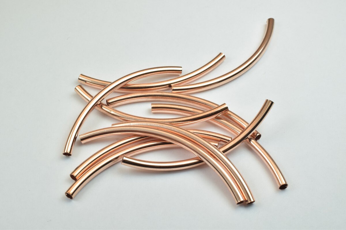 12 PCs Curve Tube Jewelry Finding Beads 3x40mm/3x45mm/3x50mm Plain Tube Gold/Silver/Gun Metal/ RoseGold For Jewelry Making