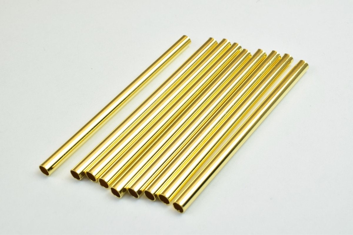 12 PCs Straight Tube Jewelry Finding Beads 3x40mm/3x45mm/3x50mm Plain Tube Gold/Silver/Gun Metal/ RoseGold For Jewelry Making