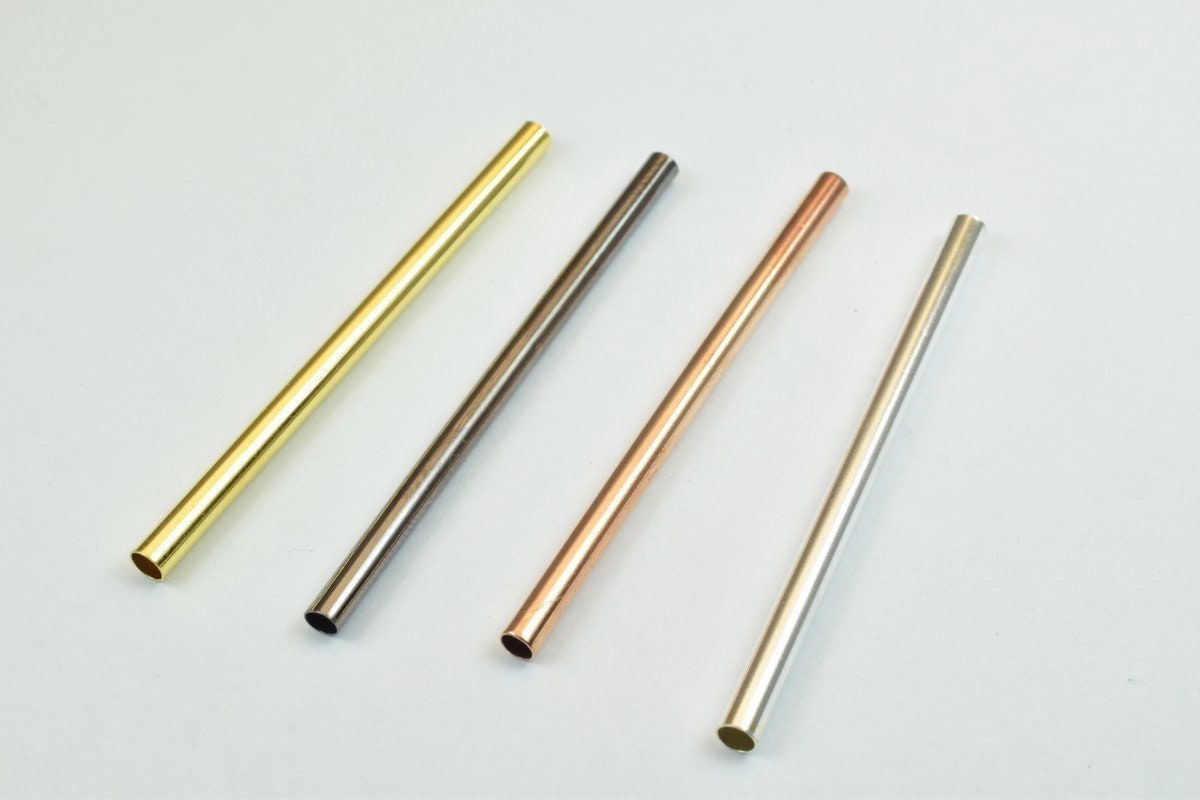 12 PCs Straight Tube Jewelry Finding Beads 3x40mm/3x45mm/3x50mm Plain Tube Gold/Silver/Gun Metal/ RoseGold For Jewelry Making