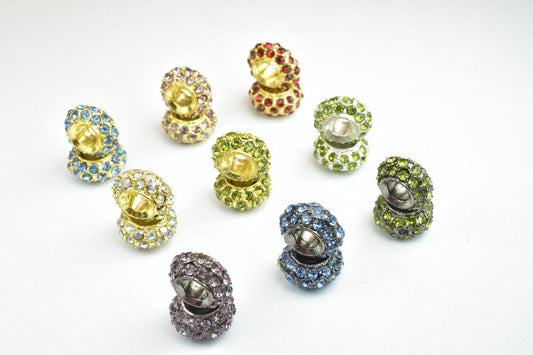 4 PCs Rhinestone Roundelle Dount Beads with Big Hole Silver Size 13x7mm Hole Size 5mm For European Style Bracelet Or Necklace For Jewelry