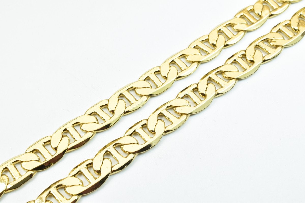 18K gold filled EP tarnish resistant Anchor Chain Size 23 1/2" Inches, Width 9mm, Thickness 2mm For Jewelry Making CG435