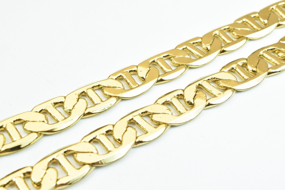 18K gold filled EP tarnish resistant Anchor Chain Size 23 1/2" Inches, Width 9mm, Thickness 2mm For Jewelry Making CG435