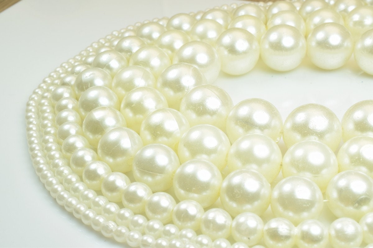 Acrylic Plastic Pearl Creamy 5mm/6mm/10mm/16mm/18mm/20mm Round Loose Spacer Beads Sell for Decoration/Wedding Party/Jewelry Making#A