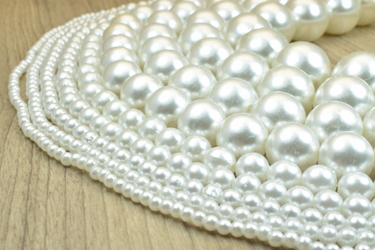 White Ivory Acrylic Plastic Pearl 4mm/5mm/6mm/8mm/10mm/16mm/18mm/20mm Round Loose Spacer Beads Sell for Decoration/Wedding/Jewelry Making#B