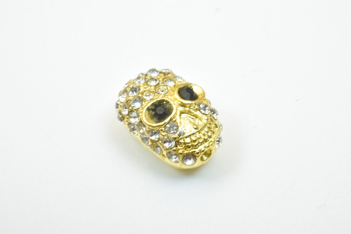 8 PCs Skull Pave Crystal Rhinestone Spacer Connector Beads Size 16x11mm Hole Size 1mm Charm Pendant For Jewelry Making