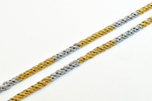 17" Inches Electro Plated Gold and Rhodium Plated Chain Width Size 3mm Thickness 3mm For Jewelry Making EP3