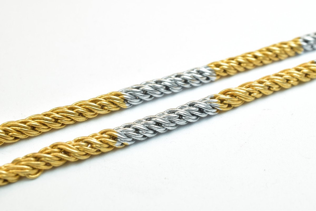 17" Inches Electro Plated Gold and Rhodium Plated Chain Width Size 3mm Thickness 3mm For Jewelry Making EP3