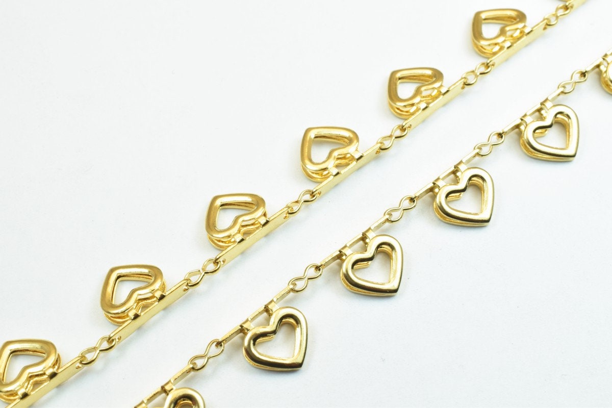 17 1/4" Inches 18K Gold Filled EP Chain Love Chain/Infinity Link Chain/Heart Chain 8.5mm Width 3mm Thick Findings For Jewelry Making CG313