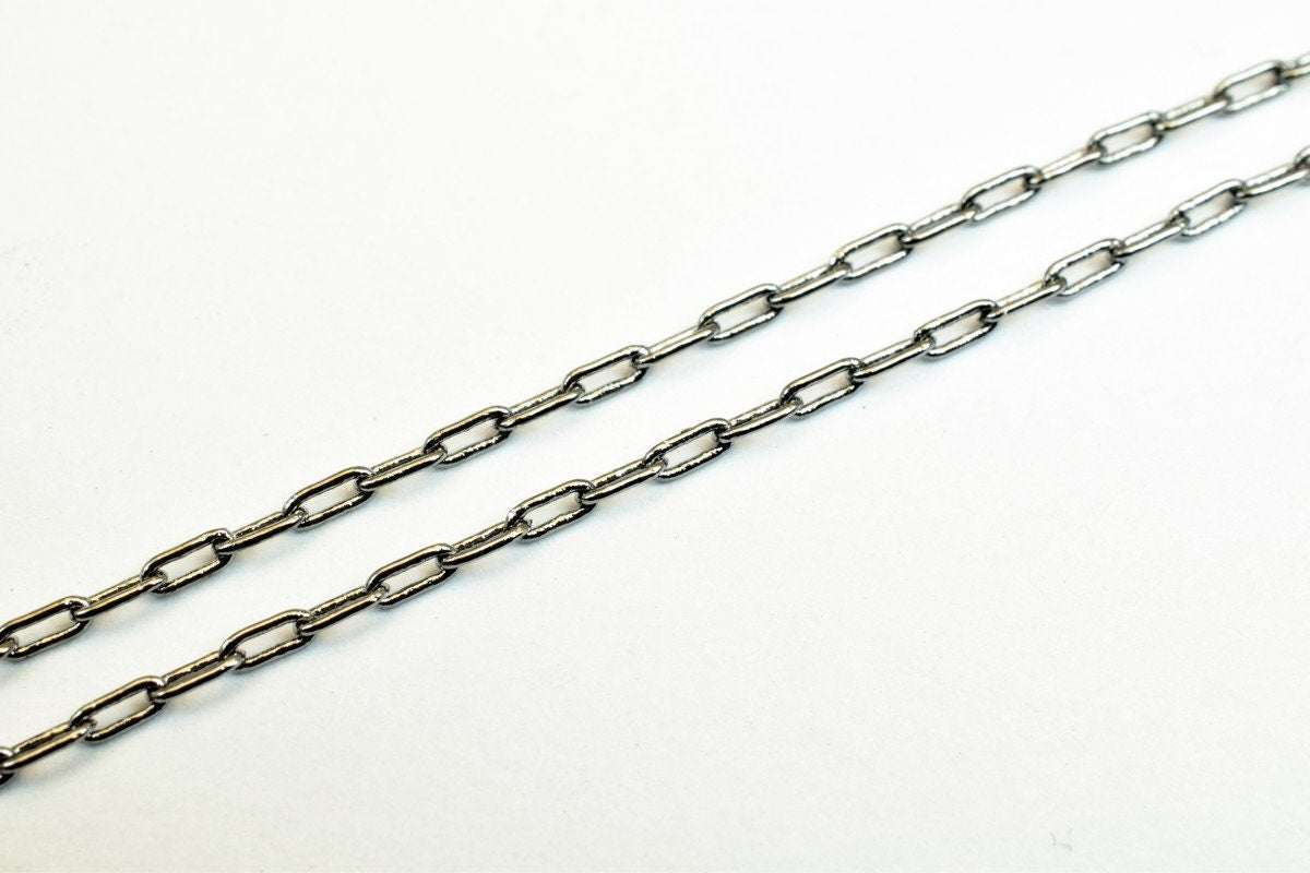 Gun Metal Plated Black Chain 15.5" Inches 1mm Width 1mm Thickness For Jewelry Making CG316