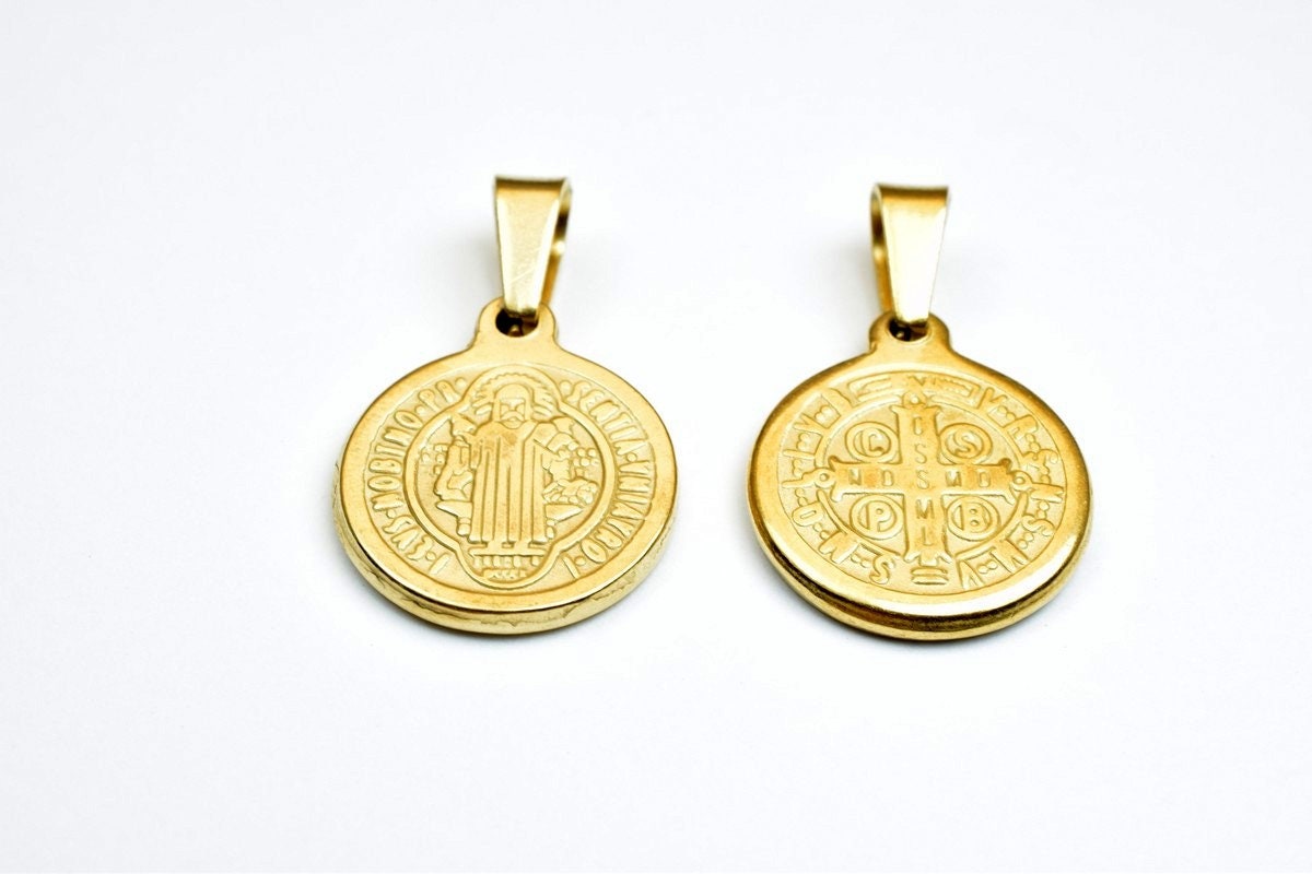 Saint Benito 18K as as Gold Filled* tarnish resistant Charm Pendant Size 18mm Thickness 2mm For Jewelry Making GF4103A