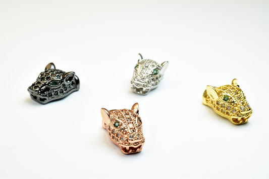 Leopard, Panther, Jaguar Micro Pave CZ Rhinestone Spacer Beads High Quality 4 Colors