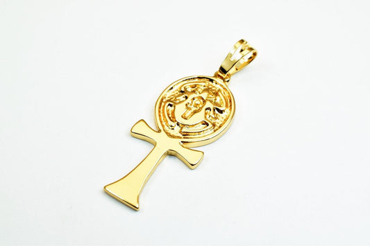 as Gold Filled* Egyptian Ankh with Scarab Beetle Size 29x12mm 18K GF Pinky as Gold Filled* Charm Egyptian Pendant For Jewelry Making GP80